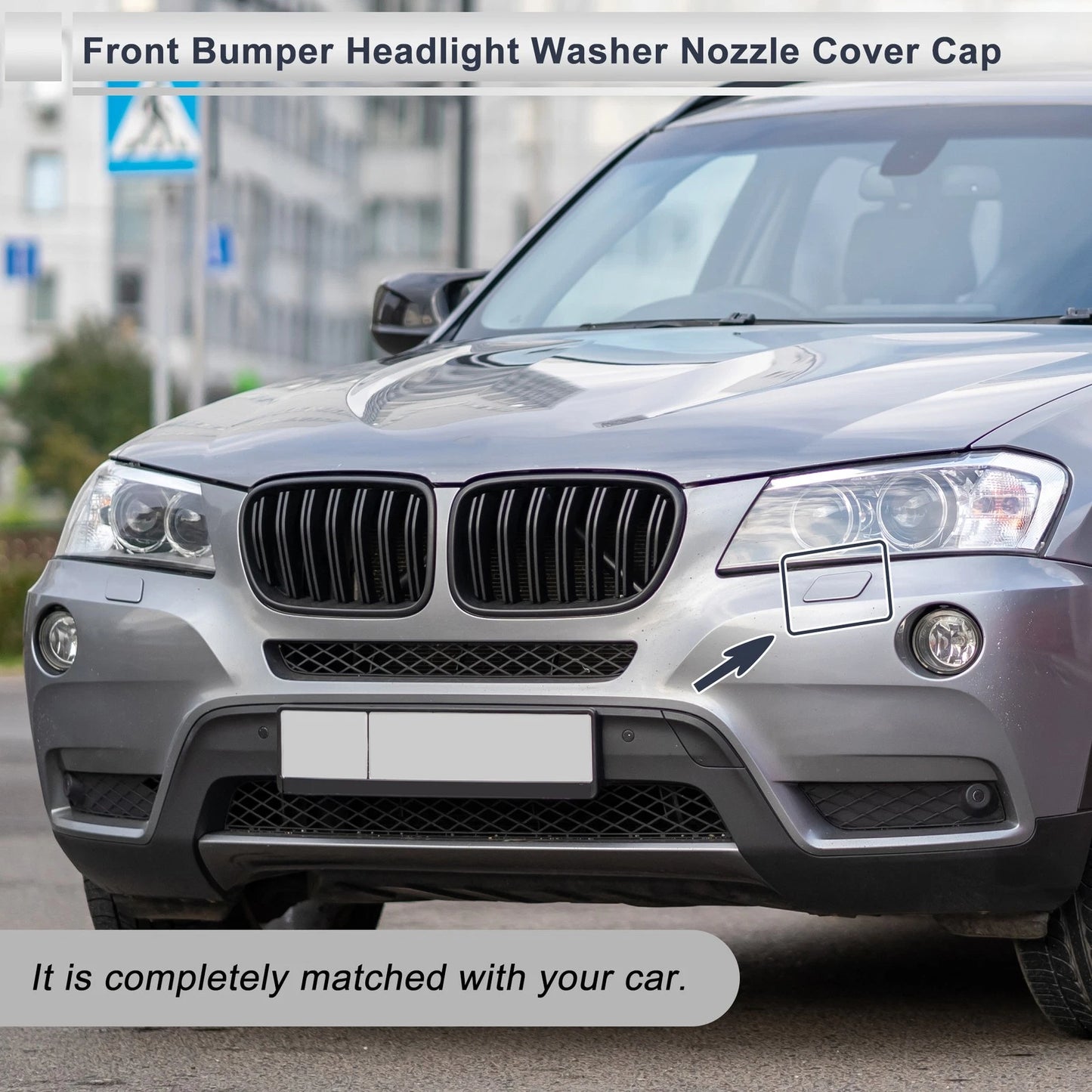 Front Right Side Bumper Headlight Washer Nozzle Cover Cap for BMW X3 Grey