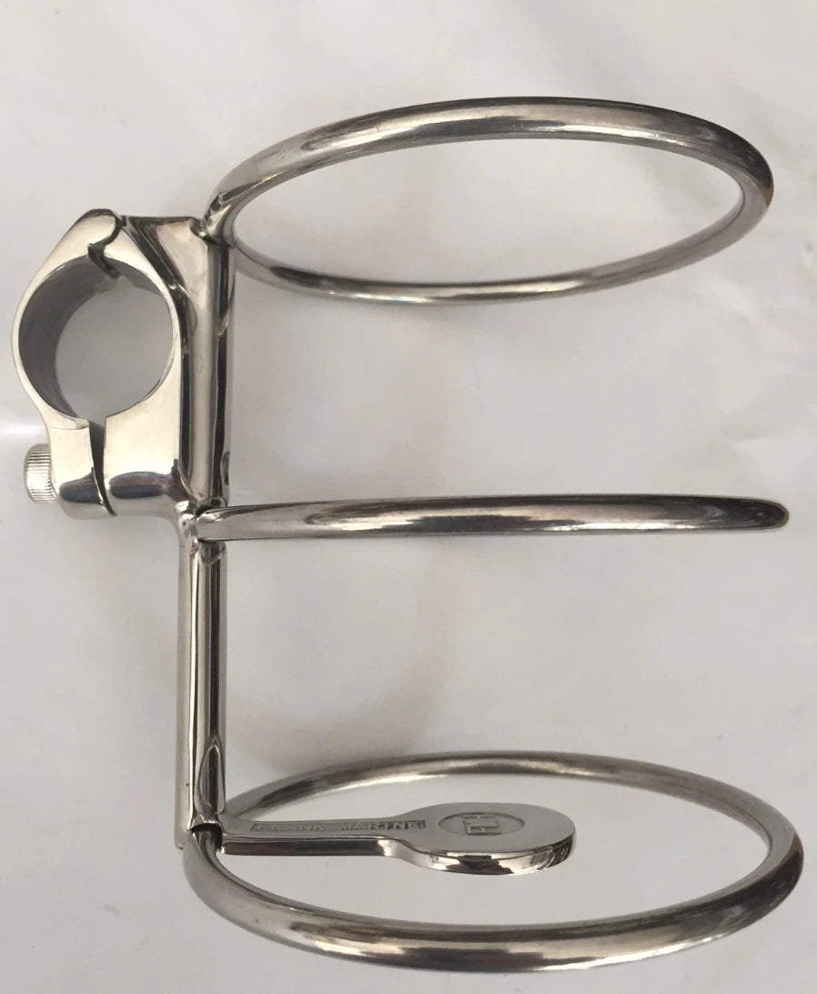 Boat Clamp-On Drink Holder for 25mm Rail, 316 Stainless Steel, Adjustable
