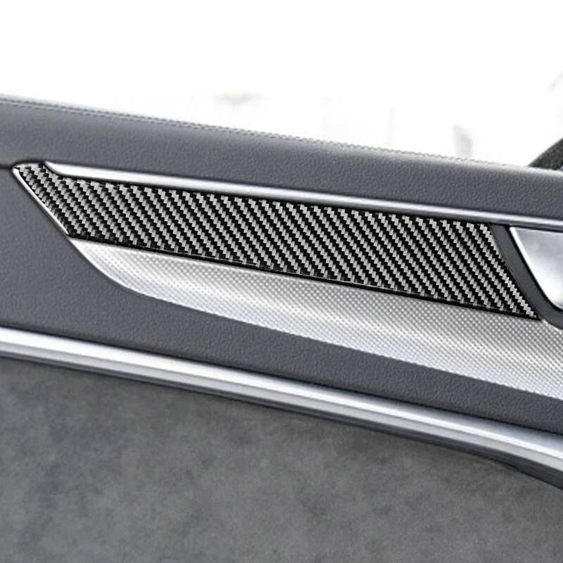 4pcs Carbon Fiber Interior Door Knob Cover Trim Fit For Audi A6 2019-2022