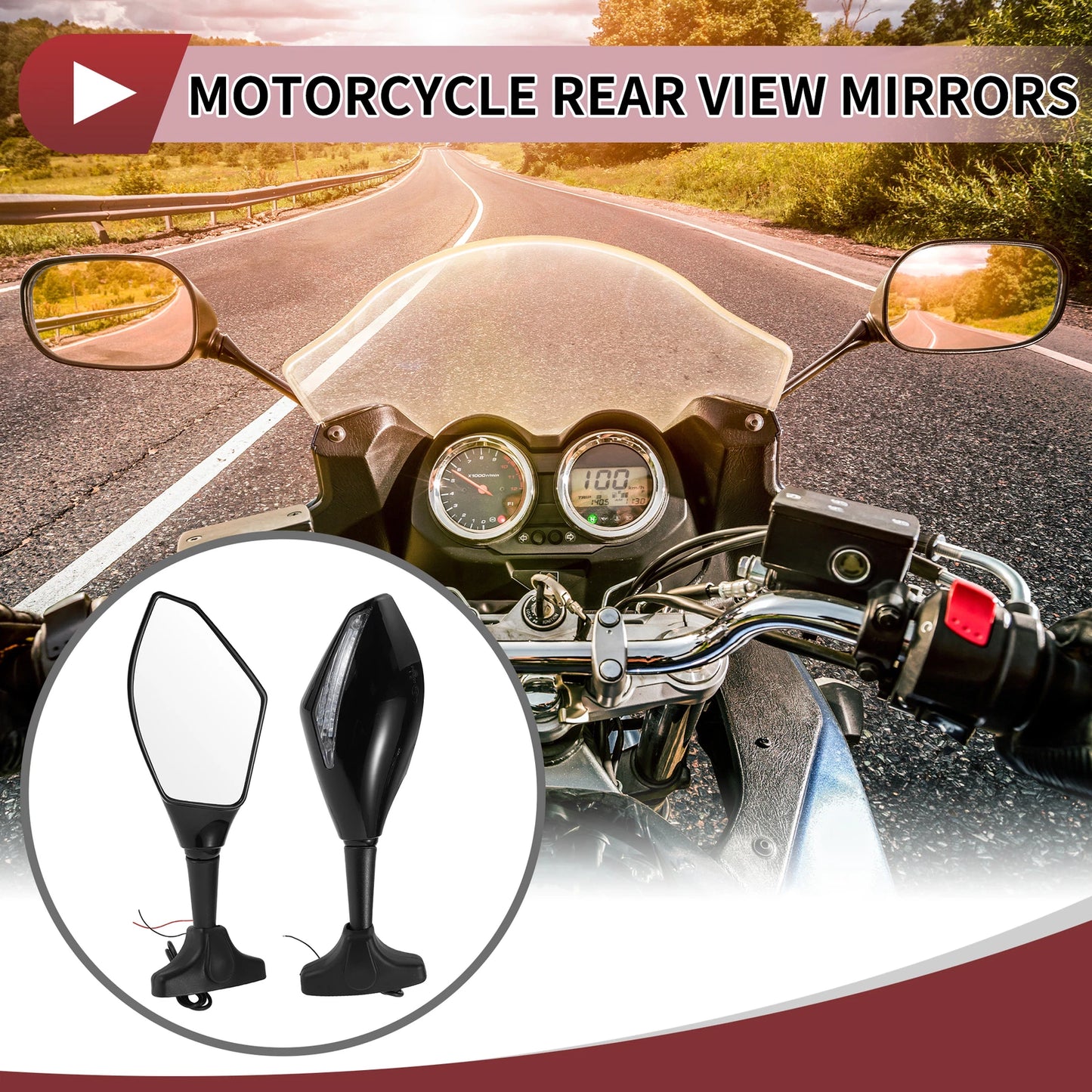 Motorcycle Rear View Mirrors  for Suzuki GSX-R600 GSX-R750 (2003-2017) Black