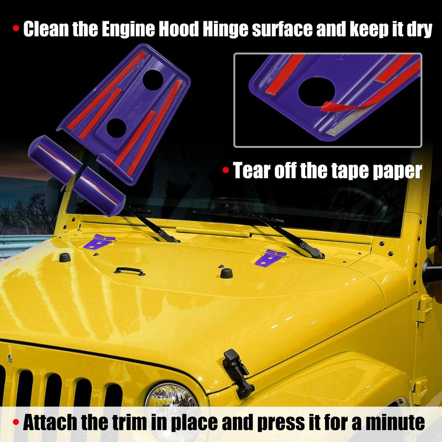Engine Hood Hinge Covers for Jeep Wrangler 2007-2018 Purple