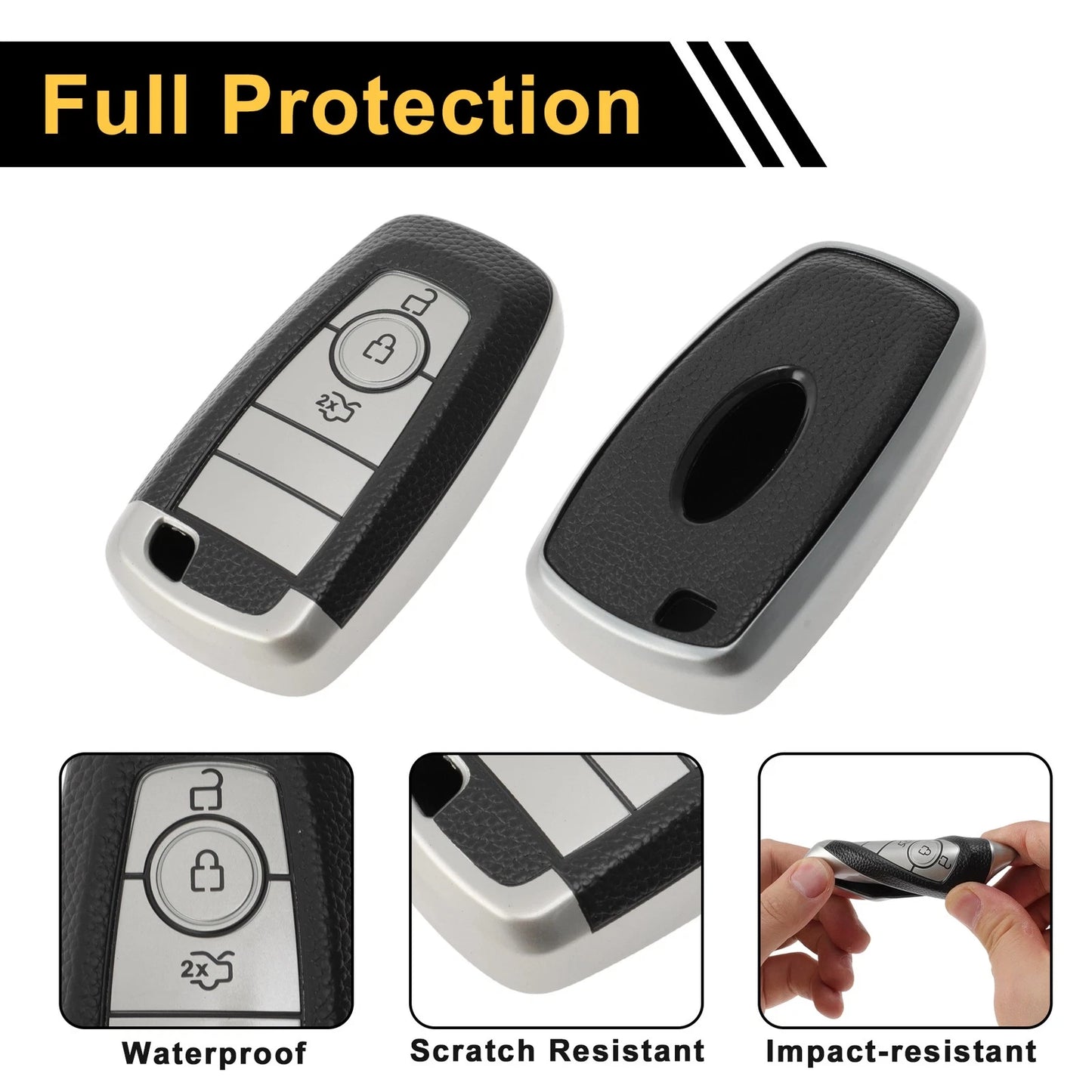 Silver TPU Silicone Key Fob Cover Case for Ford Mondeo