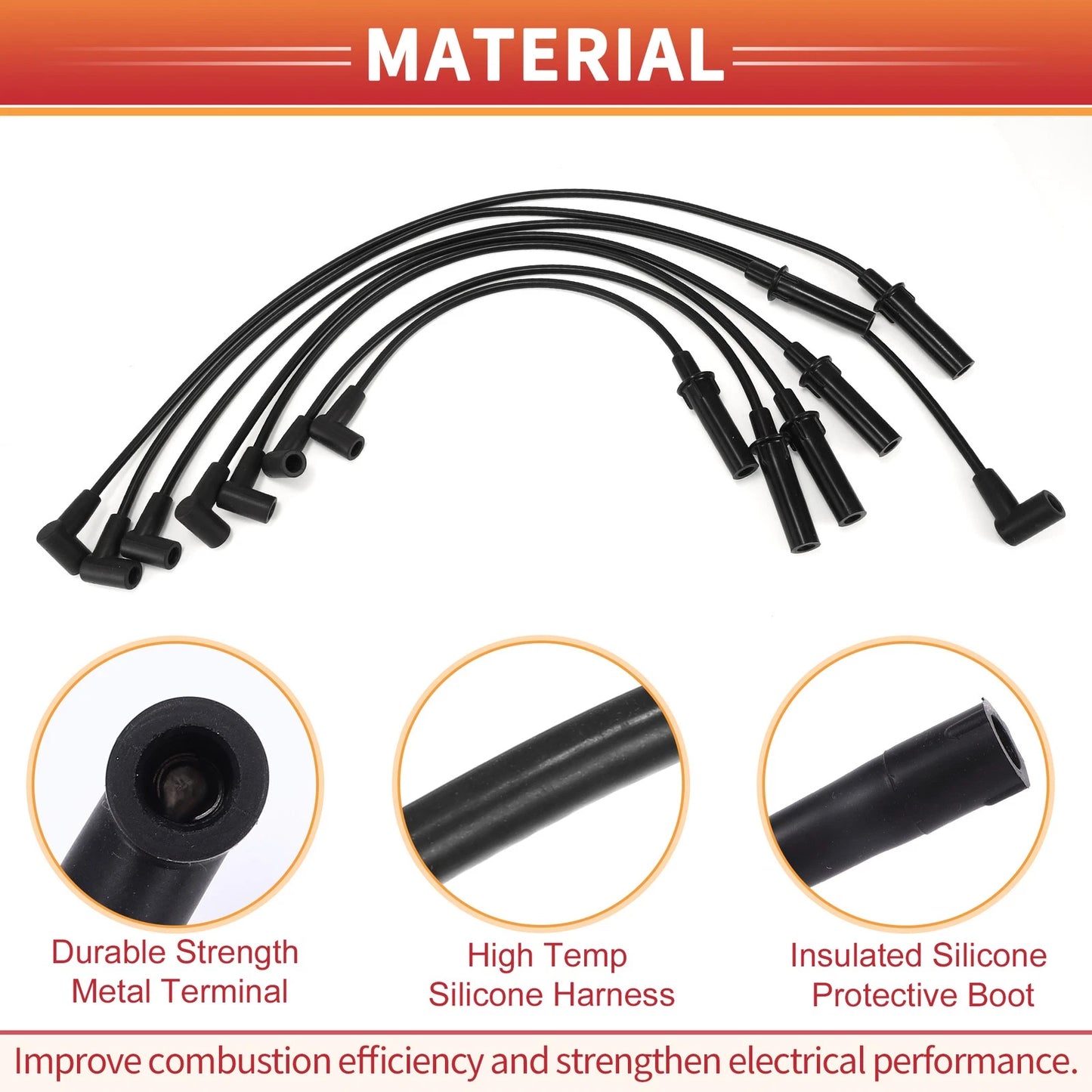 7 x Spark Plug Wire Ignition Coil Cable for Dodge Dakota (1999-2003)