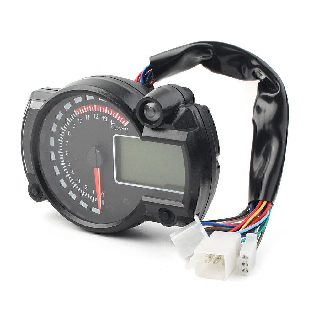 Universal LCD Digit Motorcycle Speedometer Tachometer Odometer 15000rpm