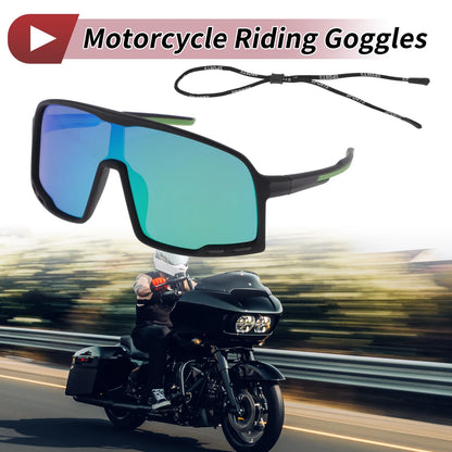Set Motorcycle Riding Goggles Green Lens Black Frame Cellulos for Motorcycle