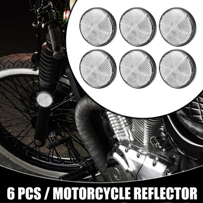 6 x Universal Reflector Round White 2.20x0.31 for Motorcycle
