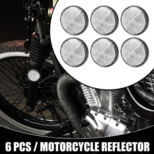 6 x Universal Reflector Round White 2.20x0.31 for Motorcycle