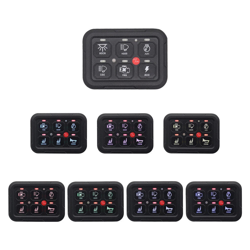 6 Gang Switch Panel Circuit Breaker Relay Kit for Car Truck UTV 12V-24V