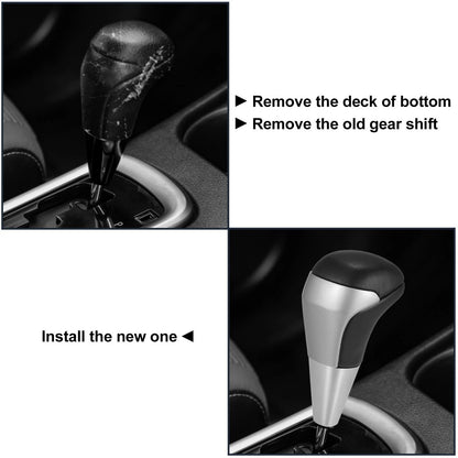 Gear Shift Knob / Automatic / Black Faux Leather Silver Tone for Toyota Tundra