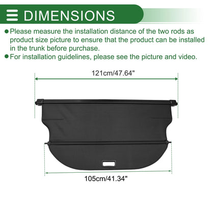Car Trunk Retractable Cargo Cover for CHEVROLET Equinox EV Black Carbon Fiber