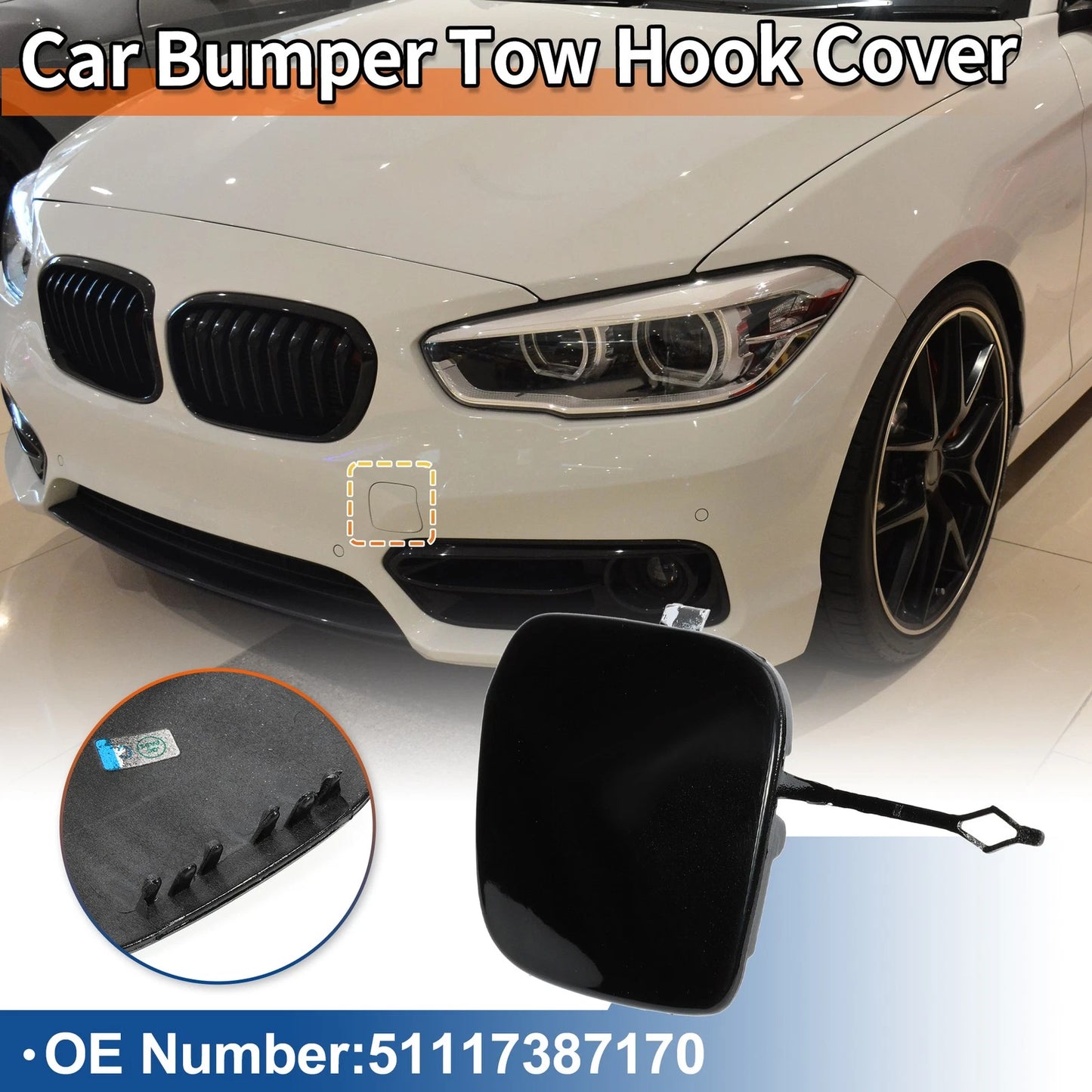 Tow Hook Cover for BMW 1 Series (2012-2019) Black Sapphire