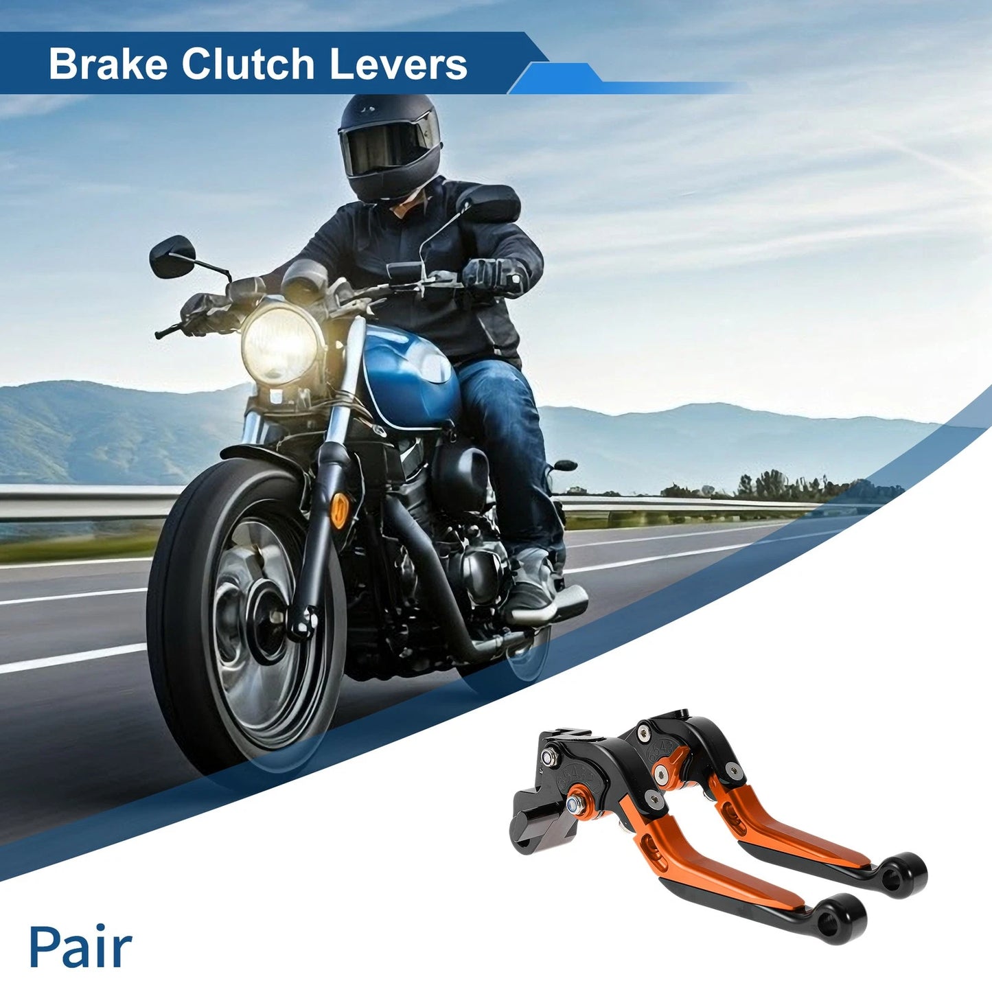2 x Adjustable Short Long Brake Clutch Levers for Kawasaki ER-5 Black Orange