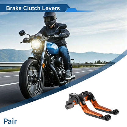 2 x Adjustable Short Long Brake Clutch Levers for Kawasaki ER-5 Black Orange