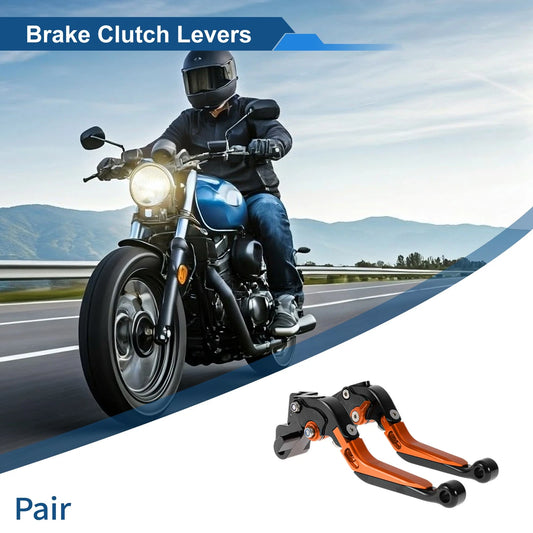 2 x Adjustable Short Long Brake Clutch Levers for Kawasaki ER-5 Black Orange