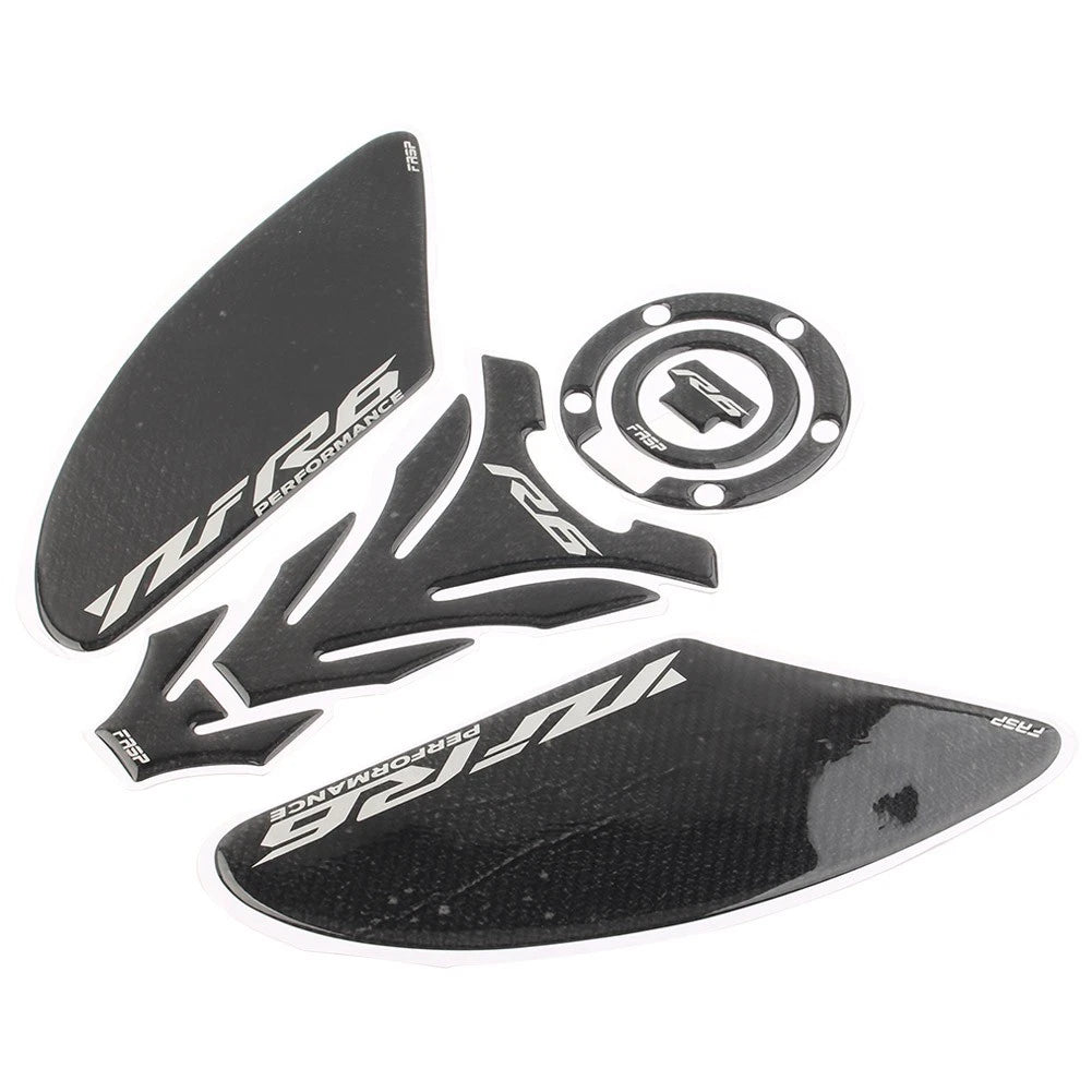3D Carbon Fiber Tank Pad Traction Decal Set for Yamaha YZF-R6 (2006-2023)