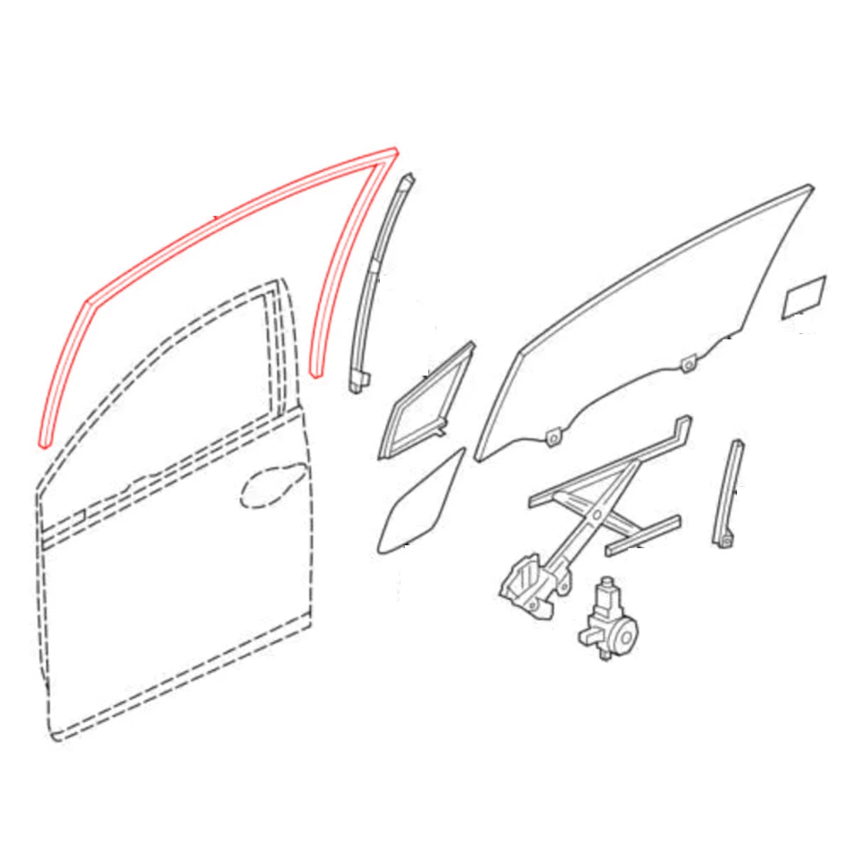 Rear Door Glass Run Channel for Honda Civic 4-Door 2012-2015