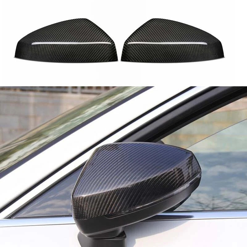 Real Carbon Wing Rearview Side Mirror Cover Caps Trim For Audi A3 S3 RS3 2014-16