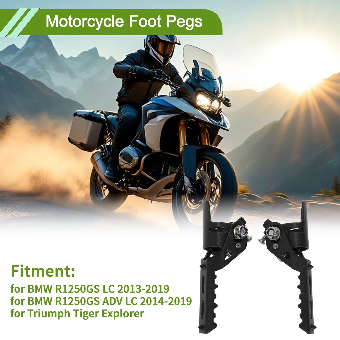 Motorcycle Foot Pegs / 1 pair / Footrest Black for BMW R1250GS LC (2013–2019)