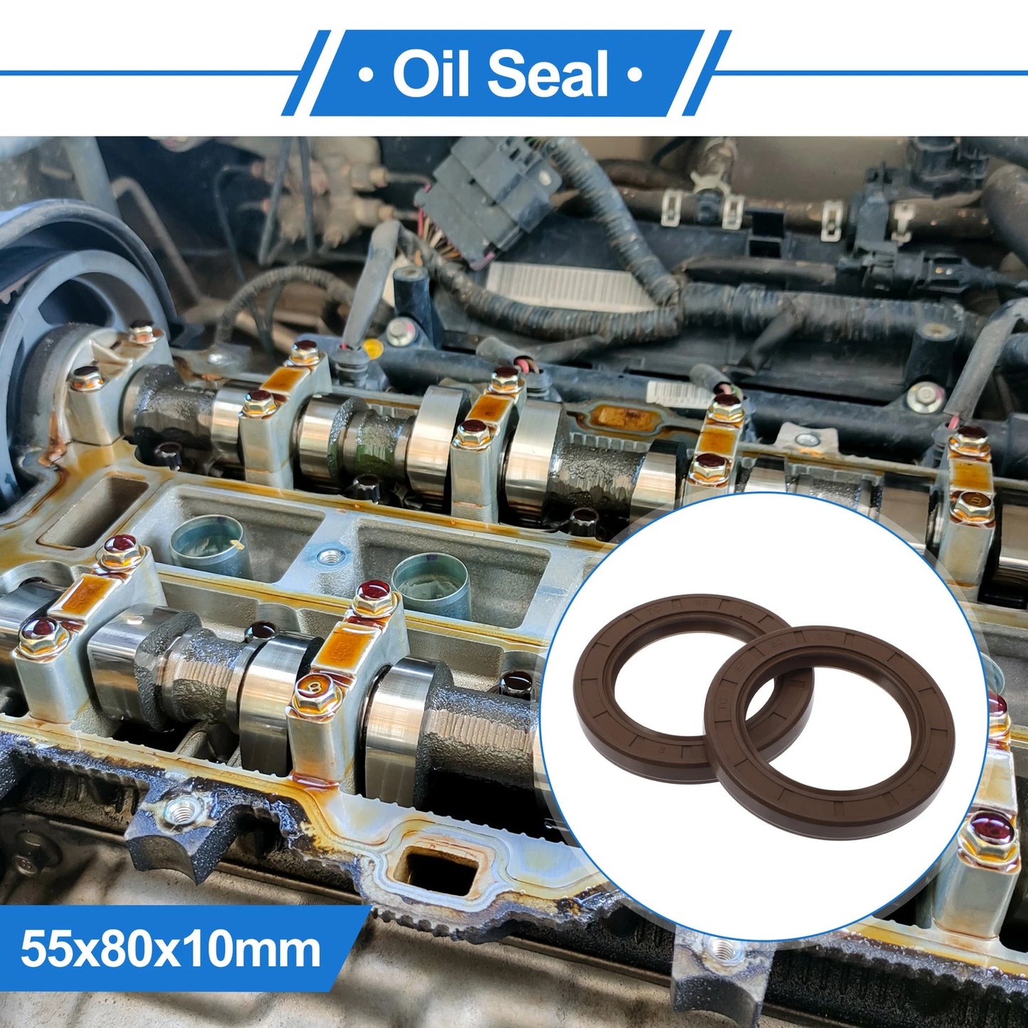 Oil Seal 55x80x10mm Seal Ring Rotary Shaft Seal FKM Rubber 2 x