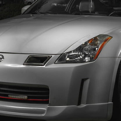 Real Carbon Fiber Front Hood Air Vent Port Trim fit for 2006-2009 Nissan 350Z