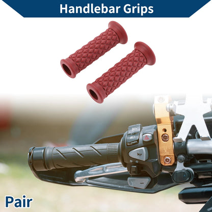 7/8" 22mm / 1pair Hand Grips Wine Red for Motorcycle