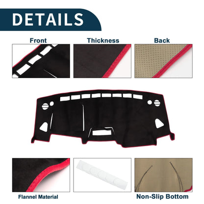 Dashboard Cover Mat for Suzuki Solio MA15S (2001-2008) Black Red 1 Set