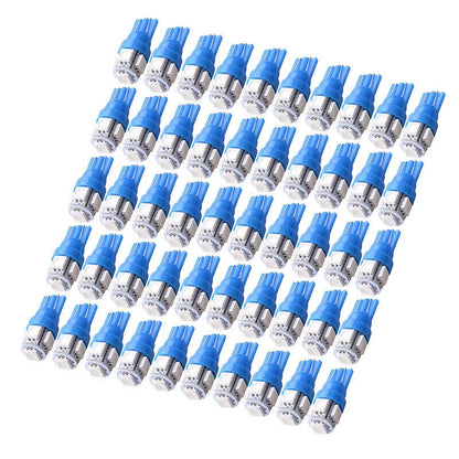 50PC Blue T10 Wedge 5050 5SMD LED Dome Map License Light Bulbs for Universal