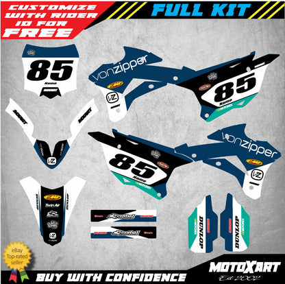 Custom Graphics Full Kit for Kawasaki KX 85 (2014-2020) FLOW Style Stickers