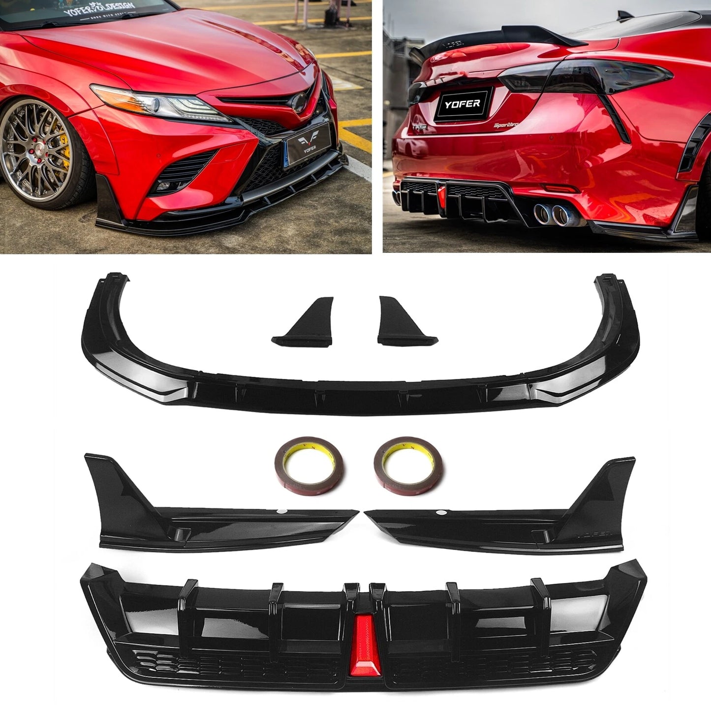 Gloss Black Front Lip & Rear Diffuser for Toyota Camry SE/XSE (2018-2024)