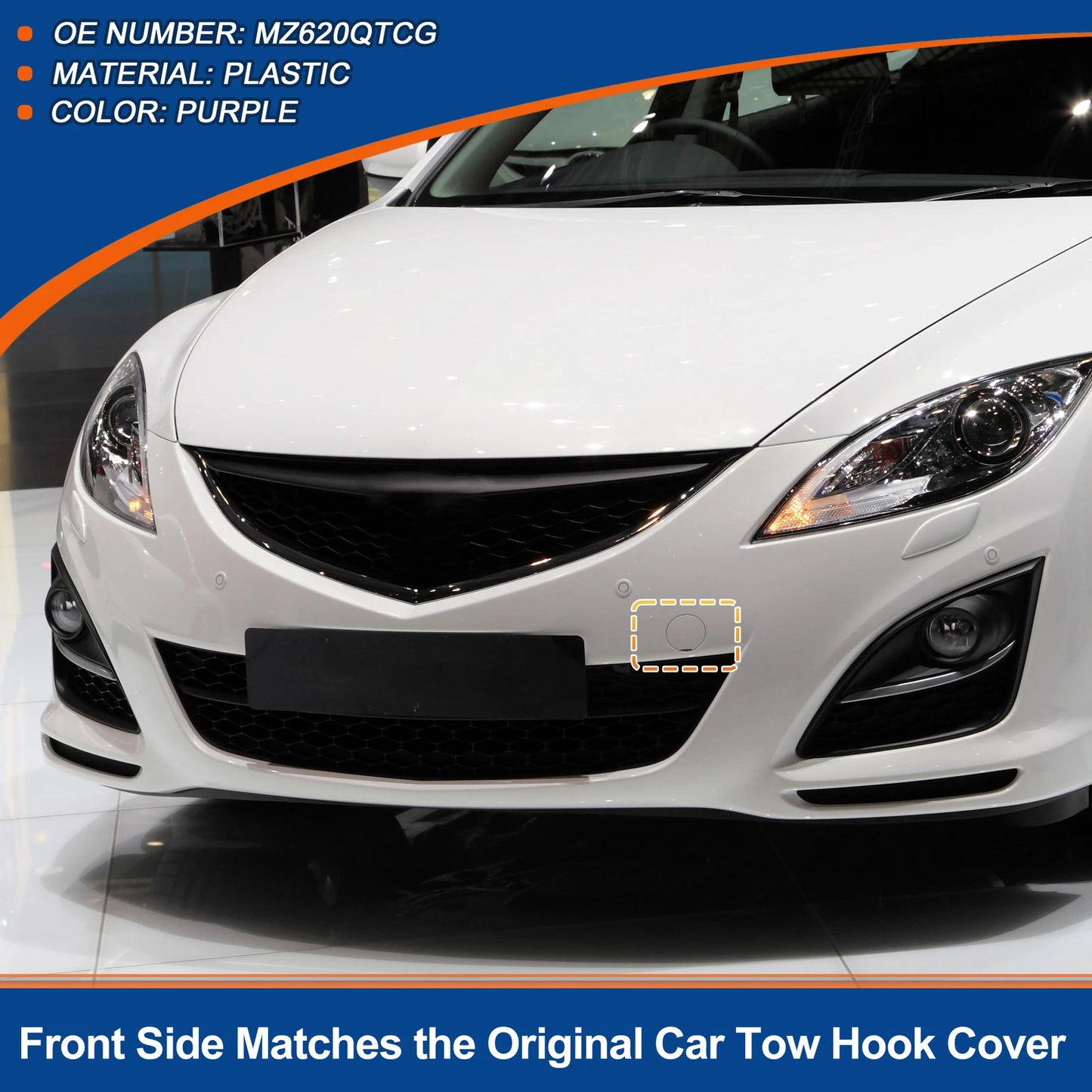 Front Right Tow Hook Cover for Mazda 6 Atenza (2020-2022) Purple