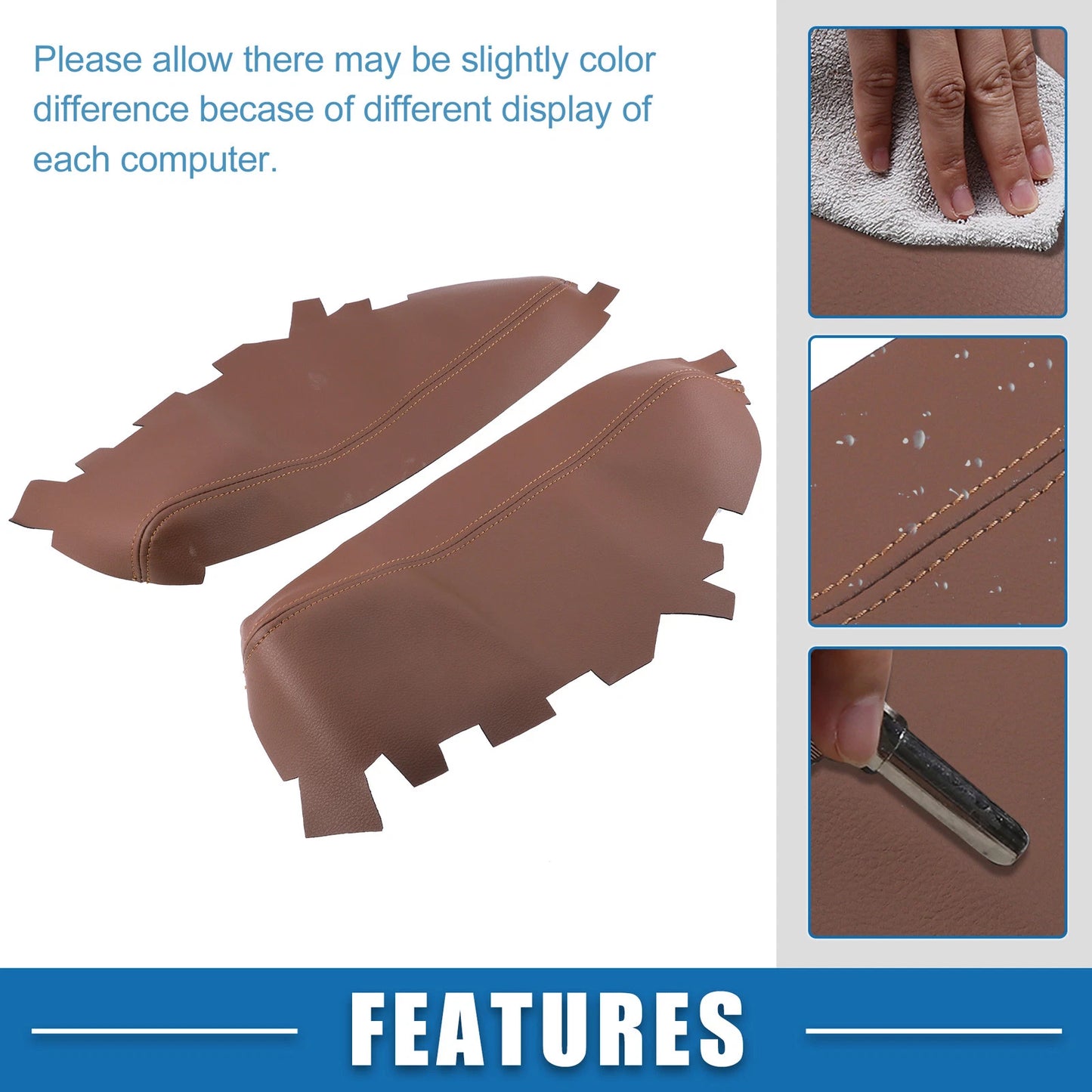 Brown Front Door Panel Armrest Covers for Toyota Avalon (2013-2018) 1 Pair