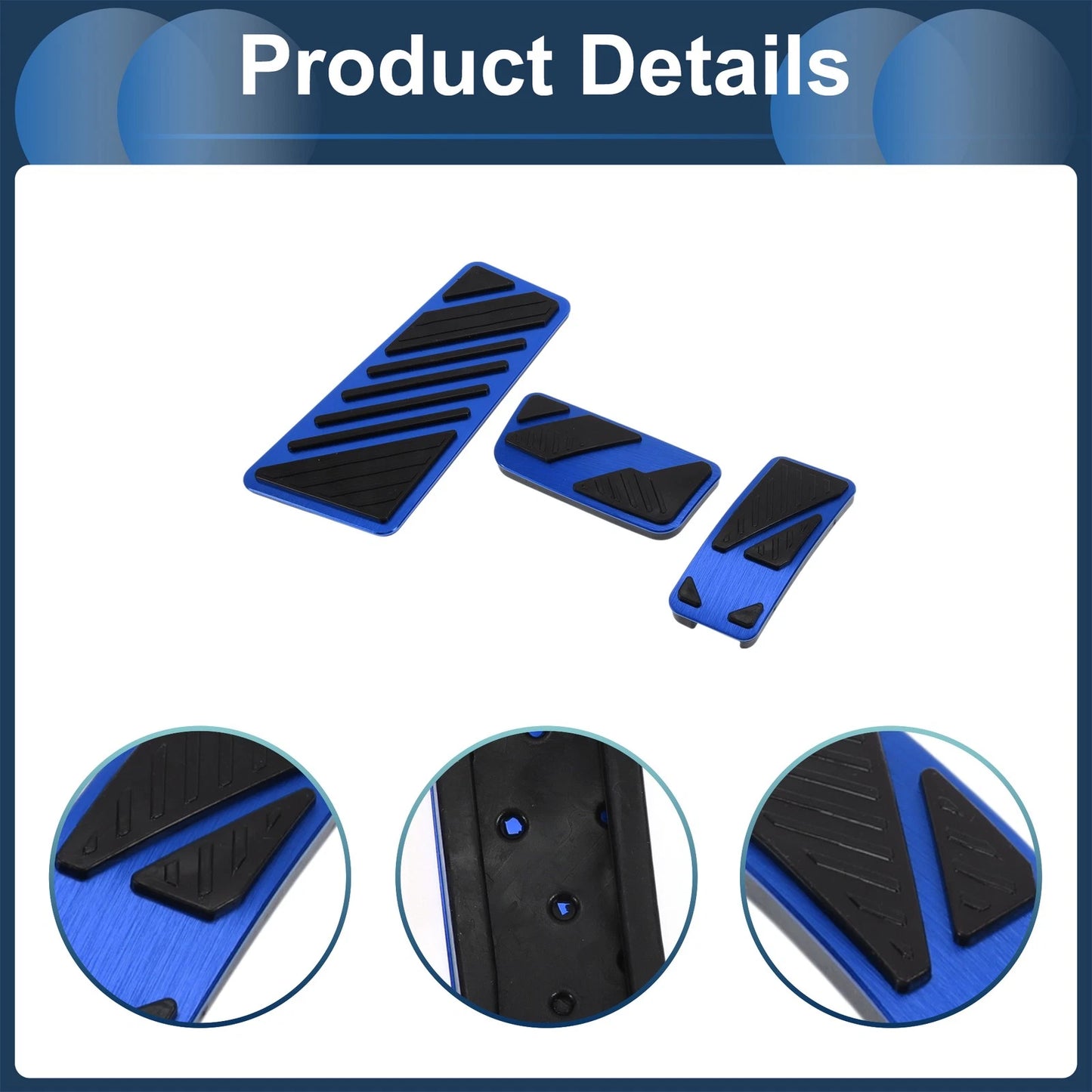 3 x Automatic Foot Accelerator Pedal Covers for Ford Ranger (2024) Blue