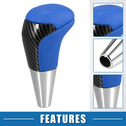 Gear Shift Knob Carbon Fiber Pattern Unpunched Faux Leather Blue for Toyota