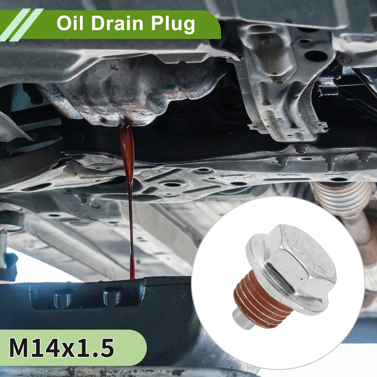 2 x M14x1.5 Copper Oil Drain Plug with Gasket for Car/Motorcycle