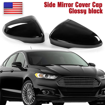 2 x Glossy Black Side Rearview Mirror Covers for Ford Fusion (2013-2021)