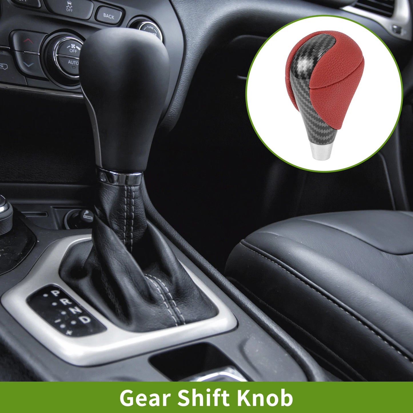 Automatic Gear Shift Knob for Lexus ES350 2007-2015 - Plastic Faux Leather Red Black