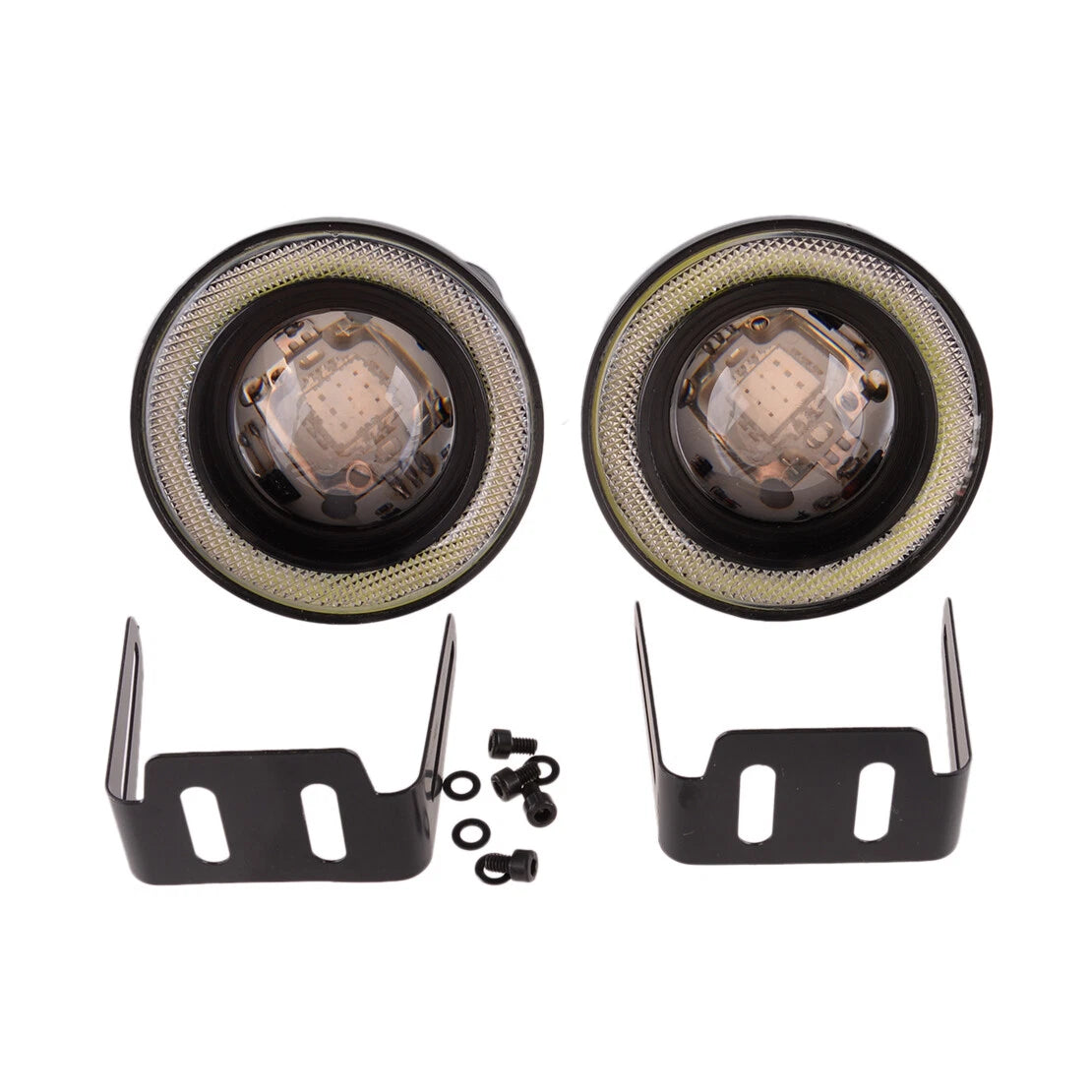 3.5" Round LED Fog Lights  COB White Angel Eye Projector for Car