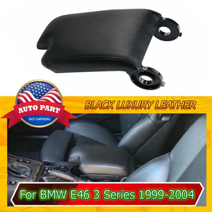Black Center Console Lid Armrest Cover for BMW E46 3 Series (1999-2004)