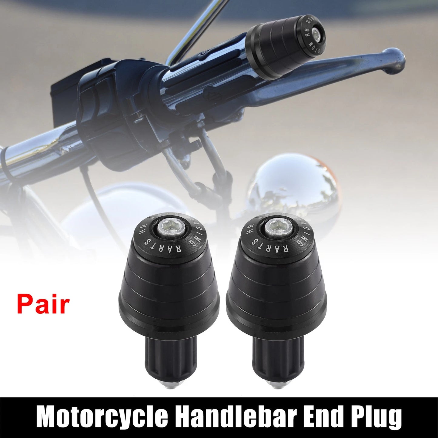 Pair / 7/8 22mm / Handlebar End Plugs for Motorcycle
