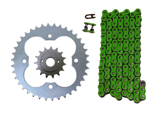 2 x Green 520x94 O-Ring Chain & 13/38 Sprockets for Honda TRX400EX(1999–2004)