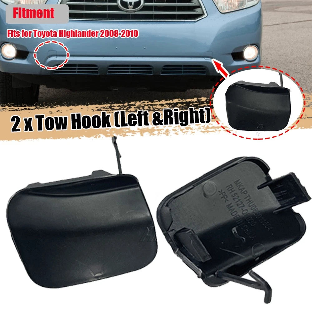 Tow Hook Eye Cap Cover / 2x Front Bumper / for Toyota Highlander (2008–2010)