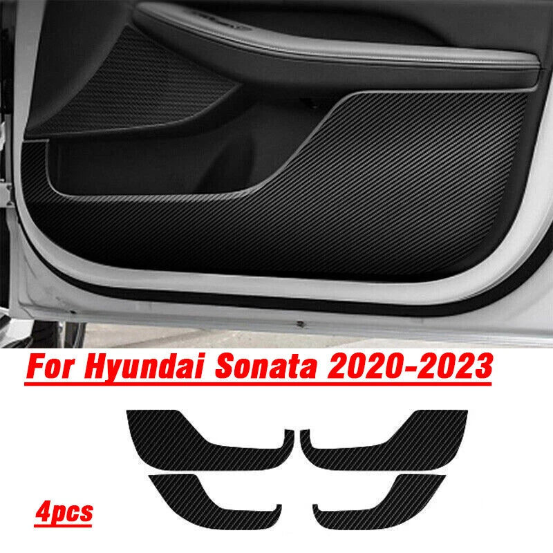 Carbon Fiber Door Anti-Kick Guard Pad Trim for Hyundai Sonata (2020–2023)