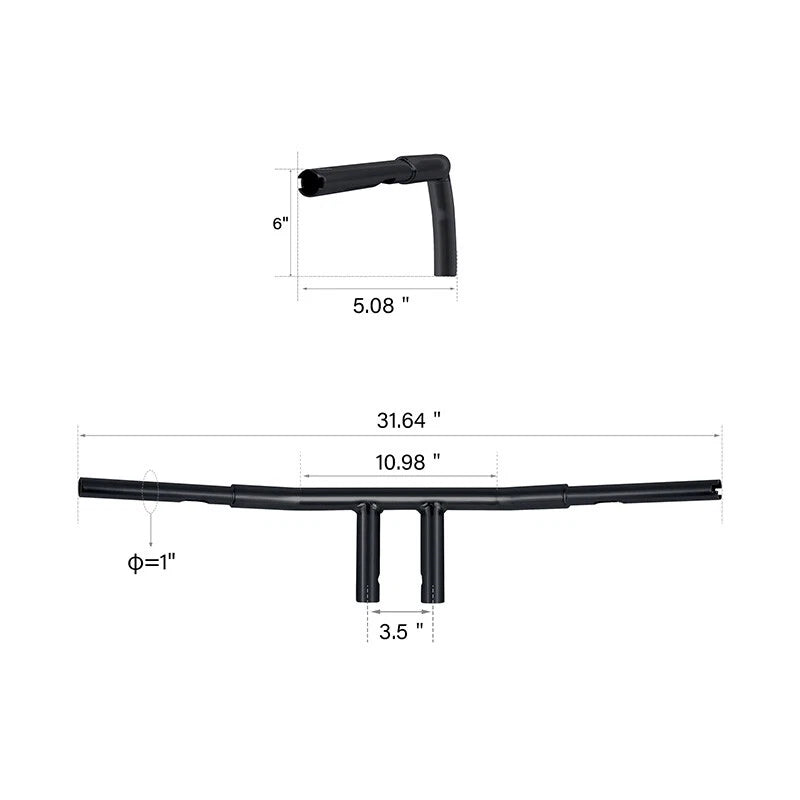 6" Rise Fat 1.25" T-Bars Handlebars for Harley FLST FXST