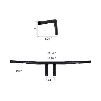 6" Rise Fat 1.25" T-Bars Handlebars for Harley FLST FXST