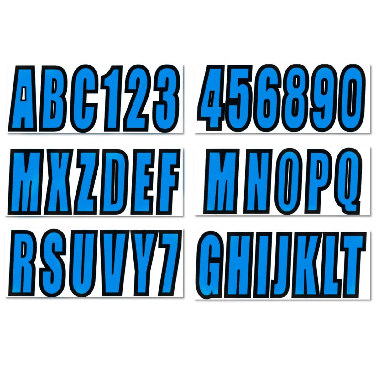 Blue Boat Registration Sticker Decals A-Z Letters 0-9 Numbers