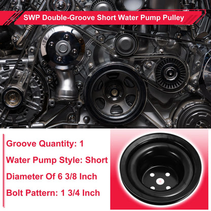 Double-Groove Short Water Pump Pulley for Chevy Big Block 396 427 454