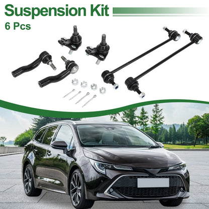 6 Pcs Front Suspension Kit Tie Rod Ends Sway Bar Links for Toyota RAV4 (2001-2023)