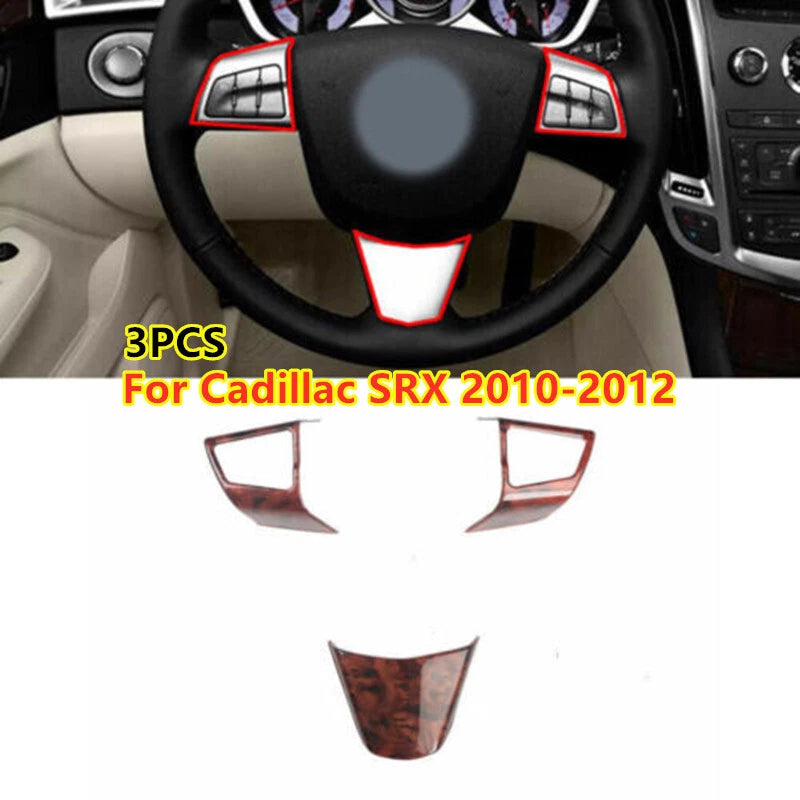 Wood Grain Steering Wheel Button Frame Cover Trim for Cadillac SRX (2010–2012)