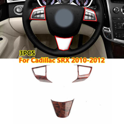 Wood Grain Steering Wheel Button Frame Cover Trim for Cadillac SRX (2010–2012)