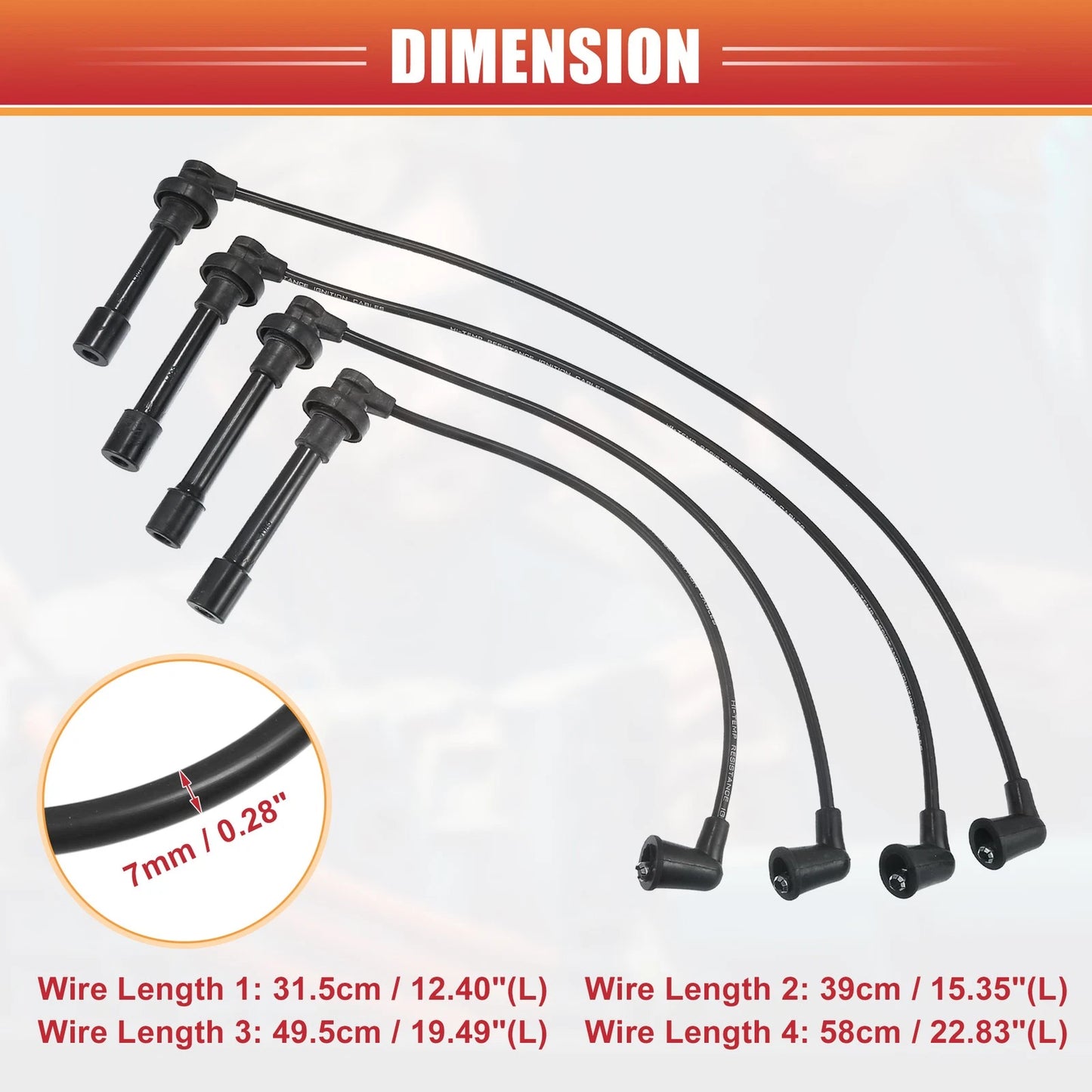 4 x Spark Plug Wire Ignition Coil Cables for Honda Accord (1994-2002)